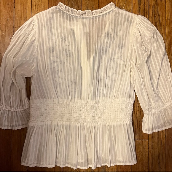 Anthropologie Meadow Rue Meila Embroidered Peasant Peplum Blouse Top Size 0 - Picture 10 of 10